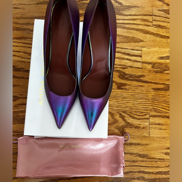 Amina Muaddi Ami 95mm Iridescent pumps in 41.5 - Picture 5 of 10